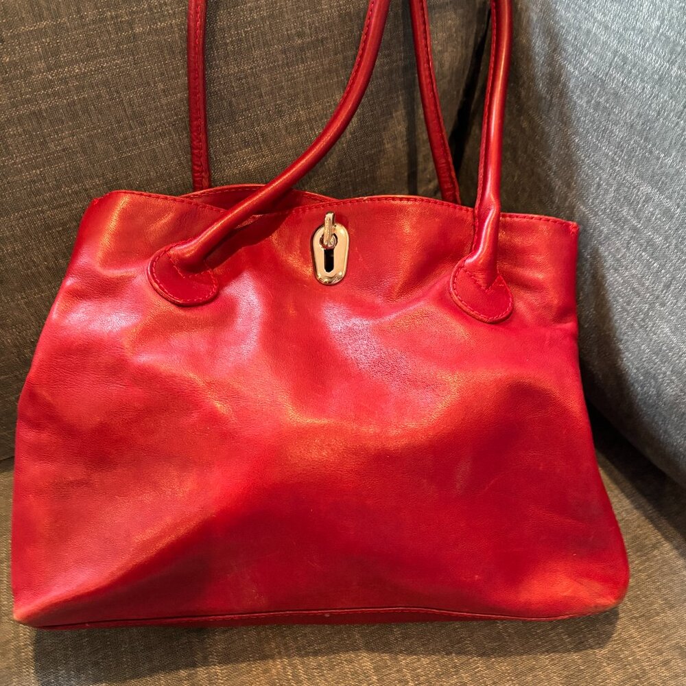 I Ponti Firenze Red Leather Shoulder Bag